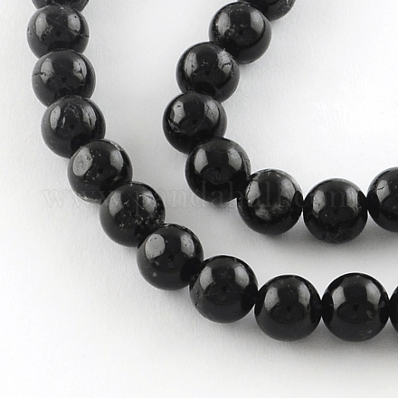 Brins de perles de tourmaline noire naturelle teintes rondes G-R321-8mm-01-1
