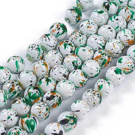 Hebras opacas de perlas de vidrio pintadas para hornear GLAA-L024-A-25-1