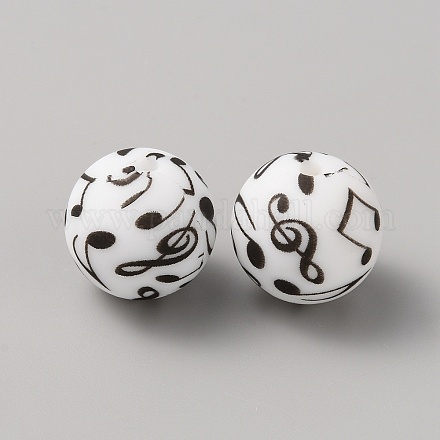 Печатные силиконовые фокальные бусины SIL-WH0003-14-1