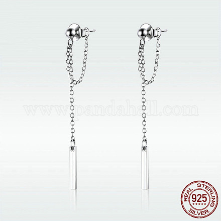 Серьги-гвоздики из серебра 925 пробы с родиевым покрытием EJEW-FF0011-04-1