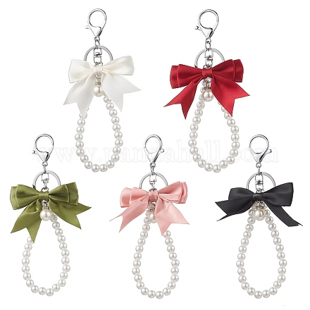 5 шт. 5-цветный полиэстеровый брелок-подвеска в виде банта KEYC-JKC01423-1