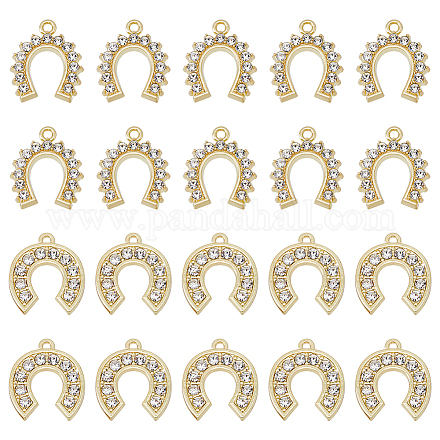 SUPERFINDINGS 20Pcs 2 Style Alloy Rhinestones Charms Horseshoe Charms Pendant Crystal Arch Shaped Pendants for Necklace Bracelet Earring Making DIY Jewelry FIND-FH0006-66-1