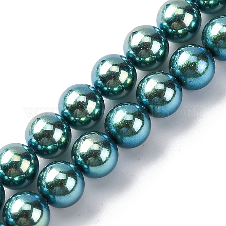 УФ-покрытие перламутровые стеклянные жемчужные бусины нити GLAA-F128-01A-T24-1