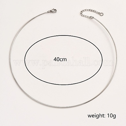 ステンレス製のシンプルな細いカラーのネックレス  リジッドチョーカーネックレス  ステンレス鋼色  15.75インチ（40cm） QV1917-2-1