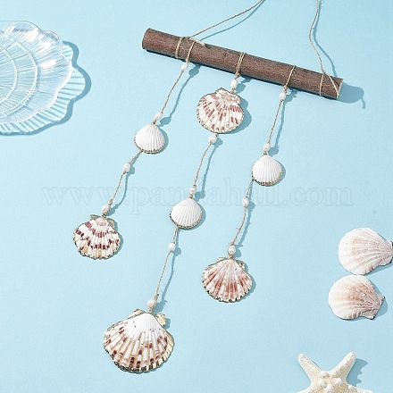 Подвесные украшения из ракушек с гальваническим покрытием HJEW-JM04538-1