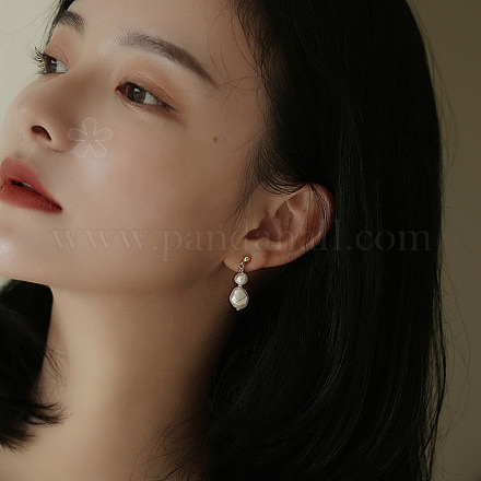 Серьги-гвоздики из пластикового сплава с жемчугом FS-WG0B18A-13-1