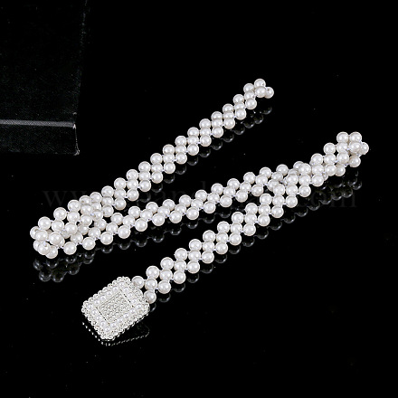 Эластичные цепочные ремни из сплава и акрила с бусинами-имитаторами WG979C0-11-1