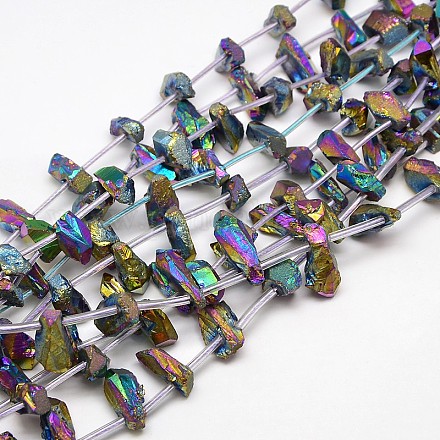 Electroplate Gemstone Natural Quartz Crystal Beads Strands G-L136-02-1