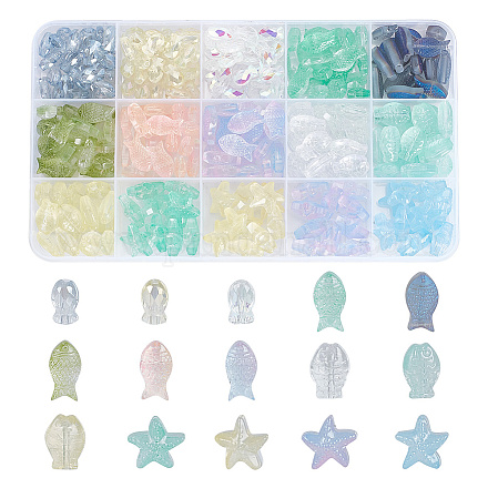 ARRICRAFT 275Pcs 15 Styles Transparent & Frosted Glass Beads GLAA-AR0001-47-1