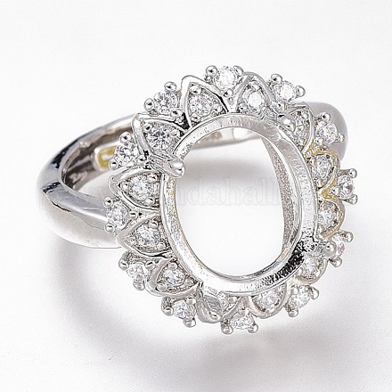 Adjustable Brass Micro Pave Clear Cubic Zirconia Finger Ring Components ZIRC-I049-23P-1