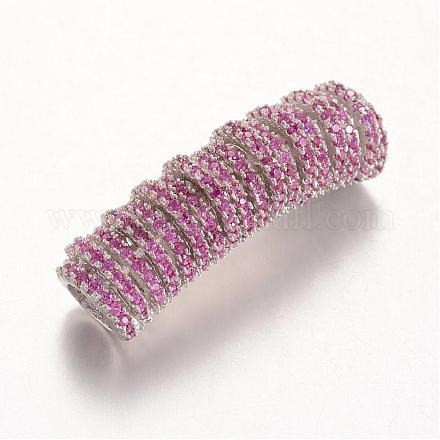Perles tubes en laiton avec zircone cubique de micro pave KK-UK0014-011B-1