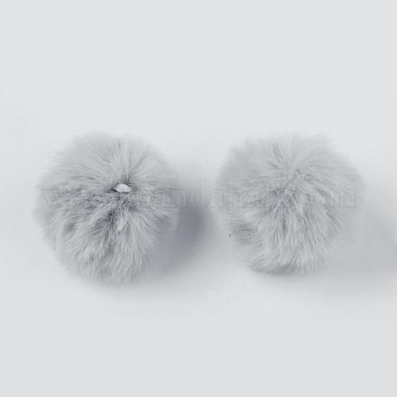 Colgantes cubiertos de bola de pompón de piel de conejo de imitación hecha a mano WOVE-F021-A09-1