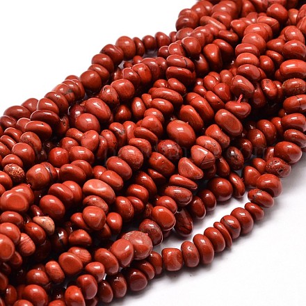 Natürlichen roten Perlen Jaspis Chip Stränge G-E271-124-1