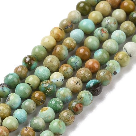 Natürliche runde Perlenstränge aus Hubei-Türkis G-A025-03A-1