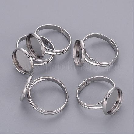 Fornituras de anillo de dedo de latón platino ajustable bases de anillo de almohadilla X-J2673062-P-NF-1