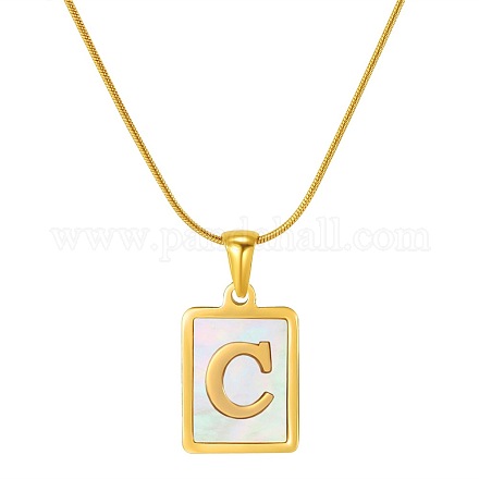 Ожерелье из змеиной кости из нержавеющей стали с алфавитом и подвеской в виде ракушки WD3660-3-1