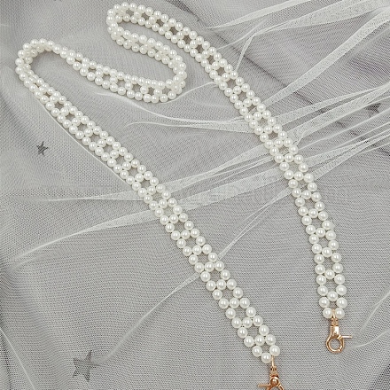 Plastic Imitation Pearl Beads Bag Chain Shoulder PURS-PW0001-301C-02-1