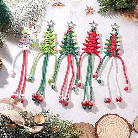 5 шт. полиэстеровый и спандексный шнур для украшения рождественской елки HJEW-JM03799-1