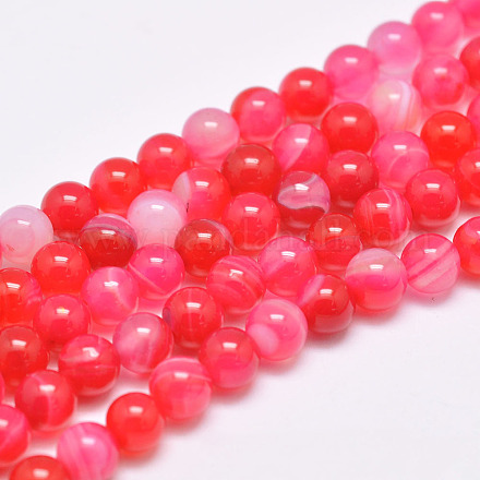 Agata a strisce naturali / fili di perle di agata fasciate G-G962-6mm-04-1