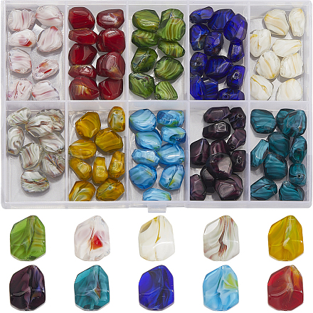 120шт 10 цвета ручной золотой песок бусины лэмпворк нити LAMP-PA0001-13-1