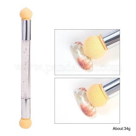 Cabeza de esponja de doble extremo / doble extremo y pluma de uñas de mango acrílico MRMJ-Q059-002A-1