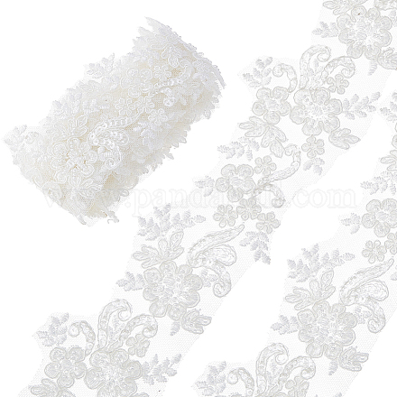 2 ярд полиэстерового кружева с цветочной вышивкой и стеклянными бусинами OCOR-DC0001-27A-1