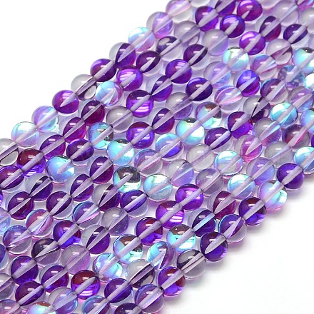 Synthetic Moonstone Beads Strands G-F143-8mm-05-1