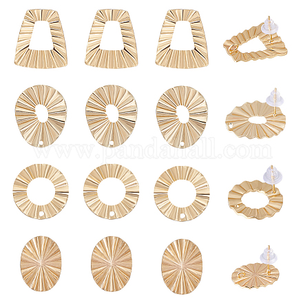 Beebeecraft 16 шт. 4 стильные пончики и плоские круглые и трапециевидные латунные серьги-гвоздики KK-BBC0008-41-1