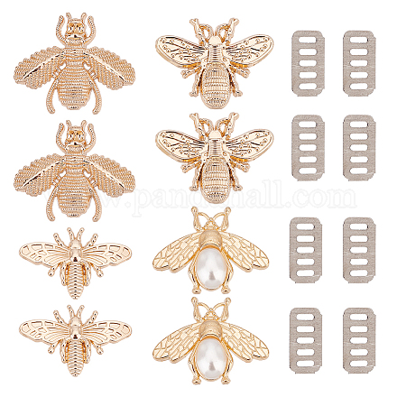 Wadorn 8 Sets 4 Stil Biene Thema Zinklegierung Tasche dekorative Verschlüsse PURS-WR0001-20-1