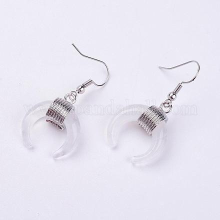 NaturalQuartz Crystal Dangle Earrings EJEW-L189-C08-1