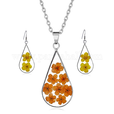 Комплекты из ожерелий и висячих серег из пластикового сплава в форме капли FS-WG0440C-03-1