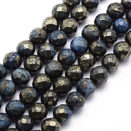 Dyed Natural Pyrite Beads Strands G-F582-C03-1