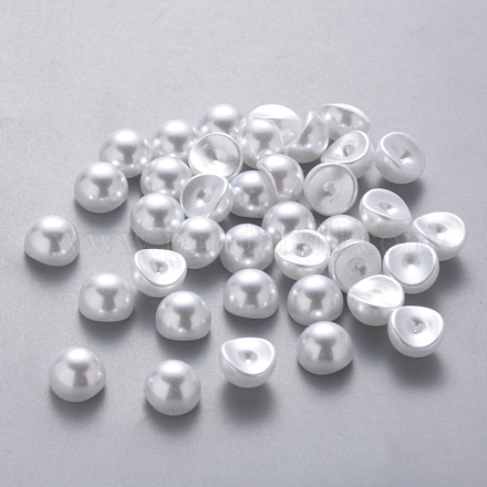 Cabochon semitondi in plastica abs imitazione perla MRMJ-Q092-8mm-D04-1