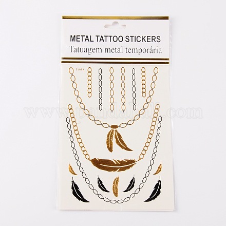 Cool Body Art Removable Mixed Shapes Fake Temporary Tattoos Metallic Paper Stickers AJEW-O007-20-1