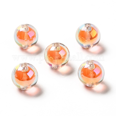 Perles acryliques irisées arc-en-ciel à placage uv bicolore TACR-D010-03A-04-1