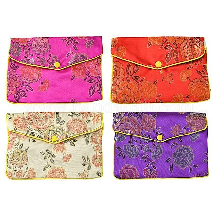 Tela de bordado floral rectangular bolsos de mano ABAG-YW0001-03D-1