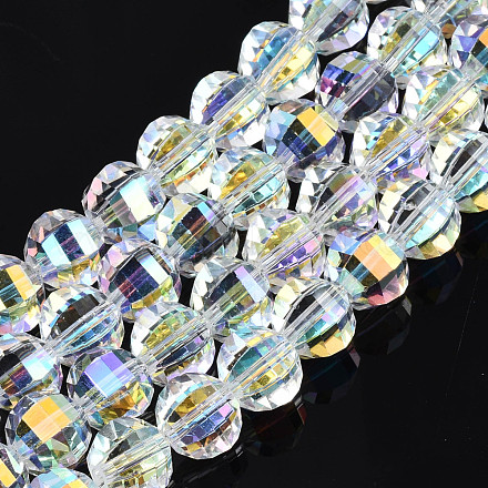 Electroplate transparentes abalorios de vidrio hebras EGLA-N002-30-C01-1