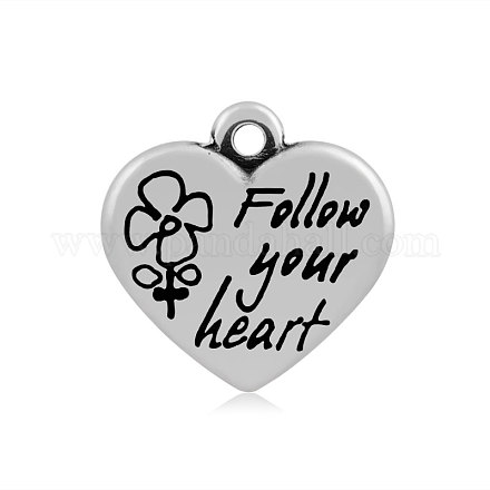 Coeur avec le mot suivre votre coeur 316 pendentifs en acier inoxydable X-STAS-I061-146-1