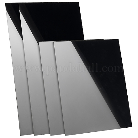 パンダホールエリート4個2スタイルDIYアクリルボード  DIYチップカード用  長方形  ブラック  2個/スタイル DIY-PH0006-40A-1