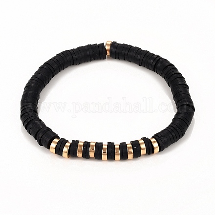 Bracelets élastiques faits à la main de perles heishi en pâte polymère BJEW-JB05303-05-1