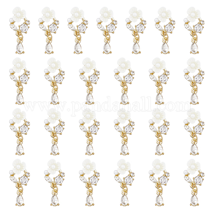 花の合金カボション  プラスチックパーツ  ネイルアートの装飾の付属品  ゴールドカラー  22x9x4.5mm  10個/袋 MRMJ-WH0001-10-1