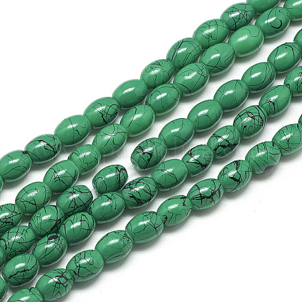 Chapelets de perles en verre drawbench peint GLAD-S080-6x8-B74-1