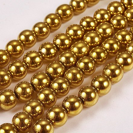 Chapelets de perles en hématite synthétique sans magnétiques G-J169A-8mm-04-1