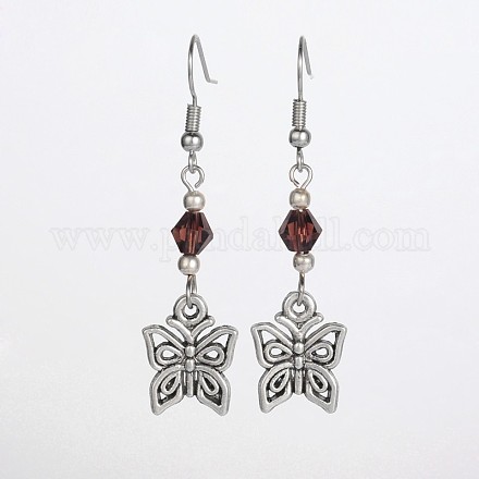 Butterfly Tibetan Style Dangle Earrings EJEW-JE01602-02-1