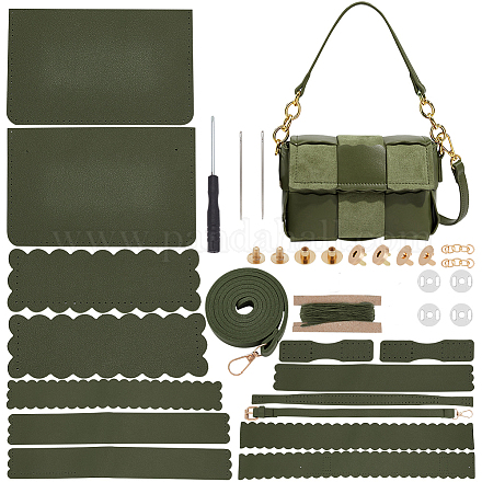 Kits de fabricación de bolsos cruzados para mujer trenzados de cuero pu diy DIY-WH0349-47C-1