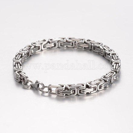 Bracelets de chaîne byzantine en 201 acier inoxydable BJEW-K134-01P-6mm-1