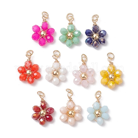 10 pendentif en perles de verre opaques de 10 couleurs. PALLOY-JF02581-01-1