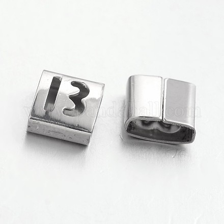 Letter Style 201 Stainless Steel Square Slide Charms STAS-L132-12-1