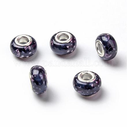 Printed Handmade Resin European Beads RESI-S338-13-1