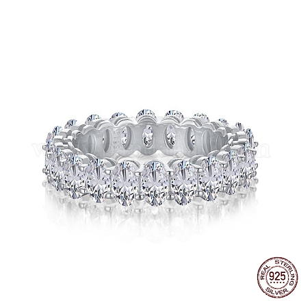 925 anello da dito da donna in argento sterling placcato rodio con micro pavé di zirconi trasparenti RJEW-F150-02B-P-1